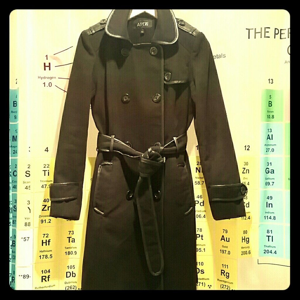 Trench Coat Faux Leather Trim